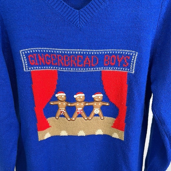 Blue Gingerbread boys Women’s Sweater - Picture 2 of 4